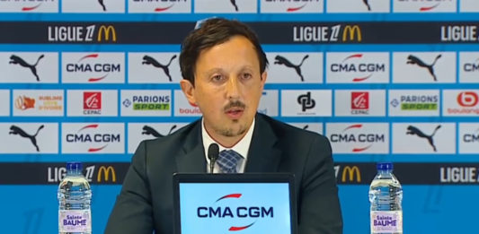 Pablo Longoria, le président de l'OM, lors de la présentation de Roberto De Zerbi