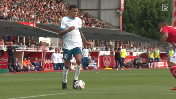 Greenwood lors de Brest-OM (capture écran DAZN)