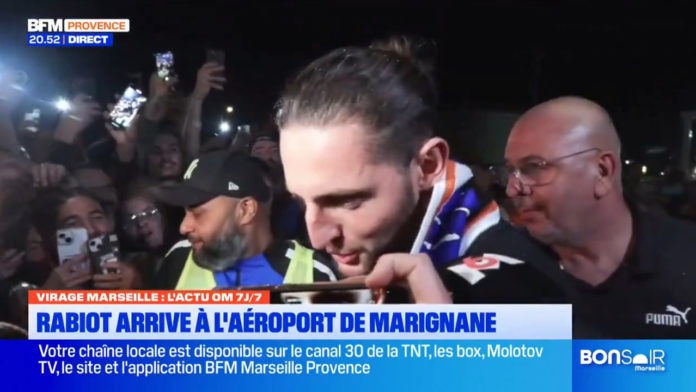 Rabiot à son arrivée à Marseille (capture écran BFM)